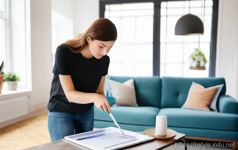 홈스타일링 취업에 유리한 경력 쌓는 법 - **Image Prompt 1: Hands-on Home Styling Internship**
A bright, well-lit image of a modern living...